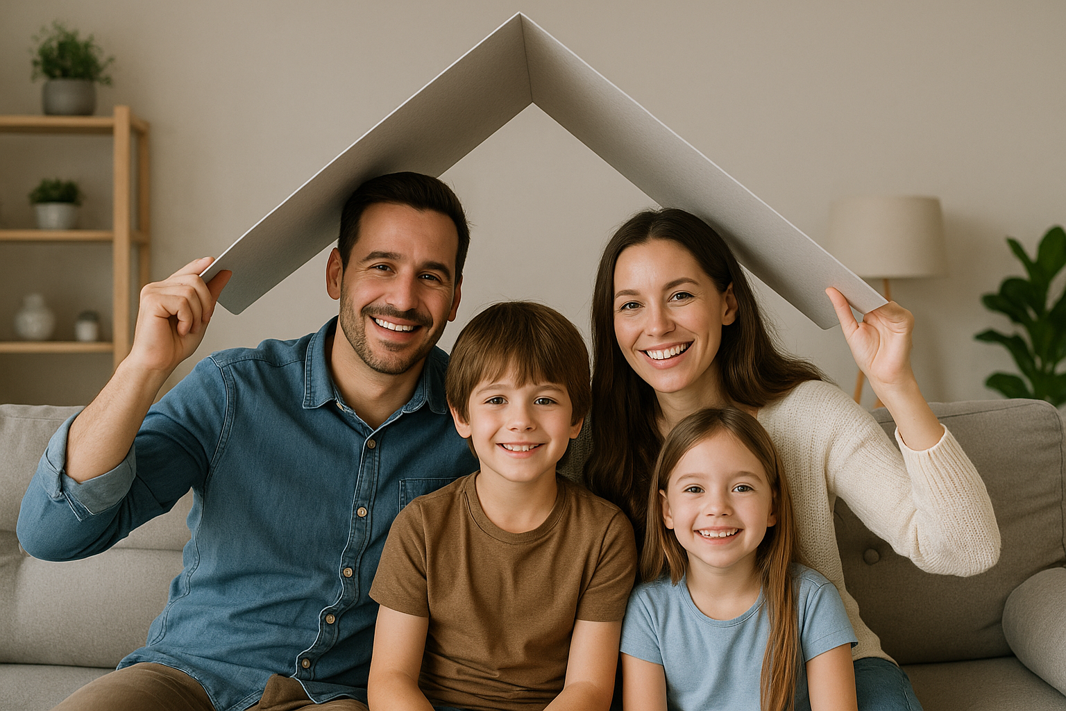 Familia sonriendo protegida por seguros